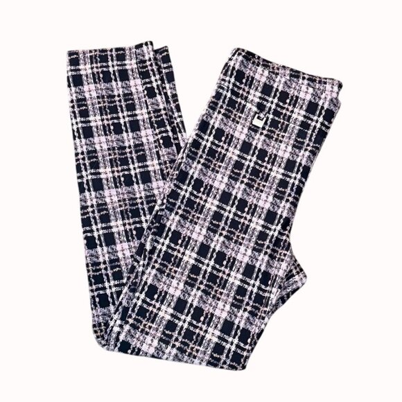 Preswick Moore Glen Plaid Pants Size M Pull On Lavender Ankle Stretch Casual Chi - Picture 1 of 13